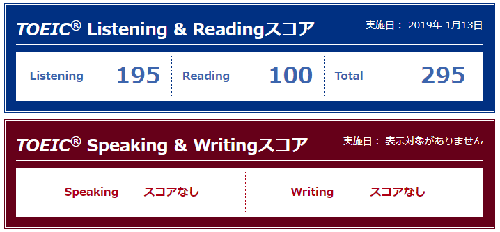 TOEICあなたの最近スコア